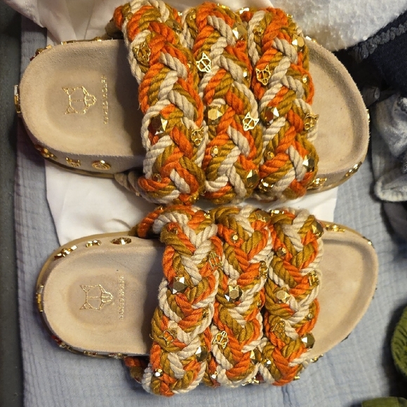 Women's Multicolor Embellished Slide Sandals - Picture 8 of 8